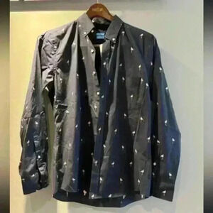 NWT J.MCLAUGHLIN men’s shirt size medium modern fit - navy with flamingos